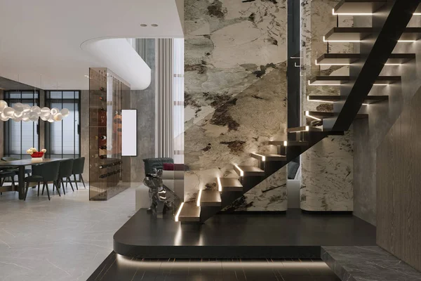 Design Interiores Apartamento Moderno Luxuoso Escadas Decoração — Fotografia de Stock