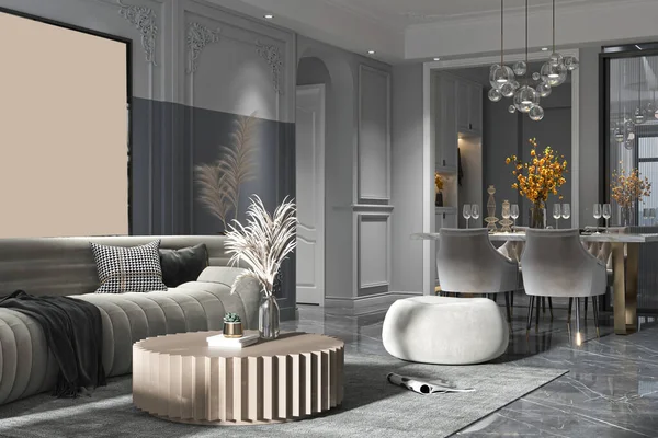 Luksusowe Życie Podnoszenie Wnętrze Salonu Opulent Touches — Zdjęcie stockowe