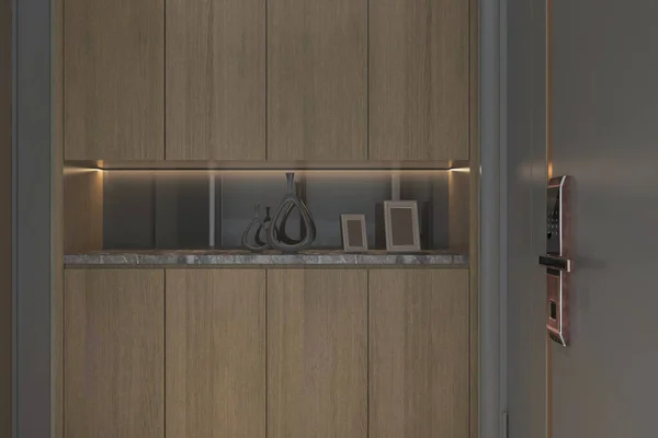 现代家居室内装饰理念中的数字智能门锁 — 图库照片