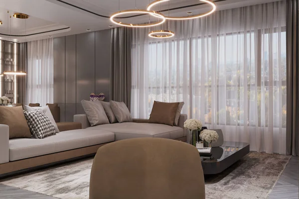 Luxo Sala Estar Sofá Design Interiores Alocação Móveis Imagem Deocoration — Fotografia de Stock