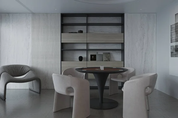 Creative Dining Room Decor Ideas for the smart living room, stylish chair in grey theme