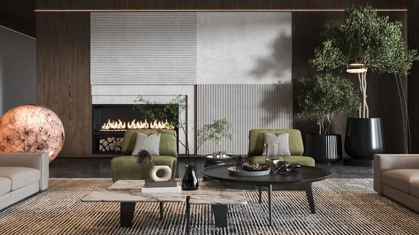 Modern, luxury home showcase living room and stylish furniture interior design