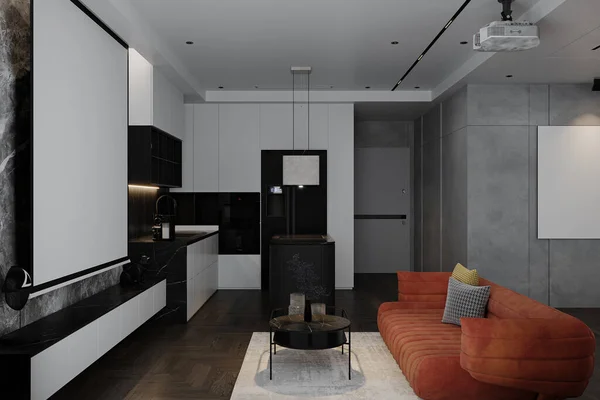 Moderno Alla Moda Soggiorno Idee Interior Design Arredamento Casa Smart — Foto Stock