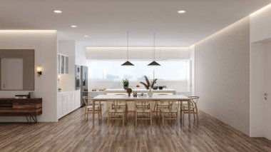 Modern Yemek Odası Mobilya Arkaplanınızı Geliştirmek için Renk Kullanılıyor