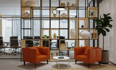 Ahşap pencereli modern iç mekan