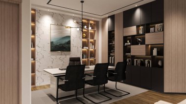 3D modern lüks otel odası iç tasarımı