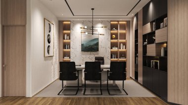 Direktör ya da Patron Odası iç tasarımı, tüm mobilya kurulumu masa tasarımı