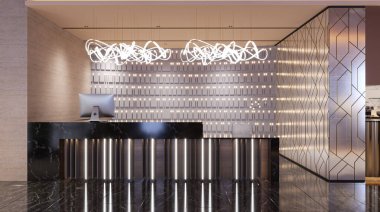 Kalın Renkler ve Modeller Resepsiyonda Bir otel resepsiyonu için moda tasarım