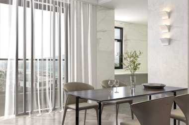 Endüstriyel Style Loft 'ta 3 boyutlu görüntülü oturma odası iç tasarımı olan bir oda.