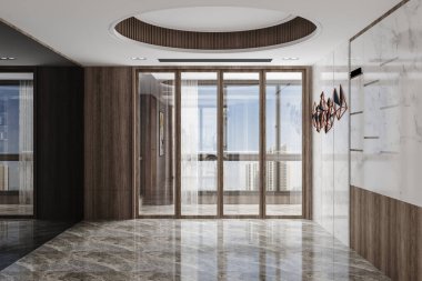 Sizin için yemek ve lobi tasarımı. Boş uzay dekorasyonu ile dekore edilmiş şık ev dekorasyonu.