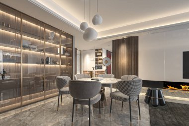 The Beauty of the Loft Industrial Style Oturma Odası İç Tasarımı 3D