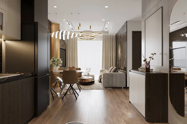 Luxuoso Home Decoração Apartamento Elegante Com Detalhes Modernos Toques — Fotografia de Stock