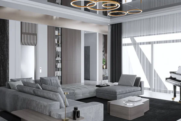 Design Intérieur Salon Pour Style Vie Moderne Luxueux — Photo