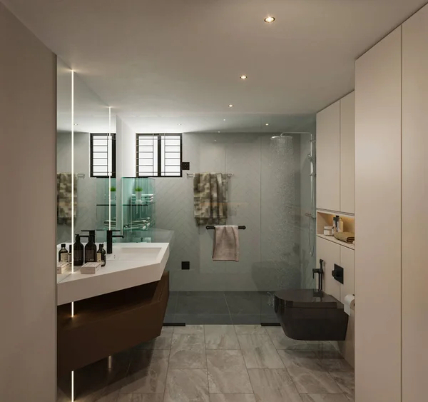 现代浴室的内部 — 图库照片