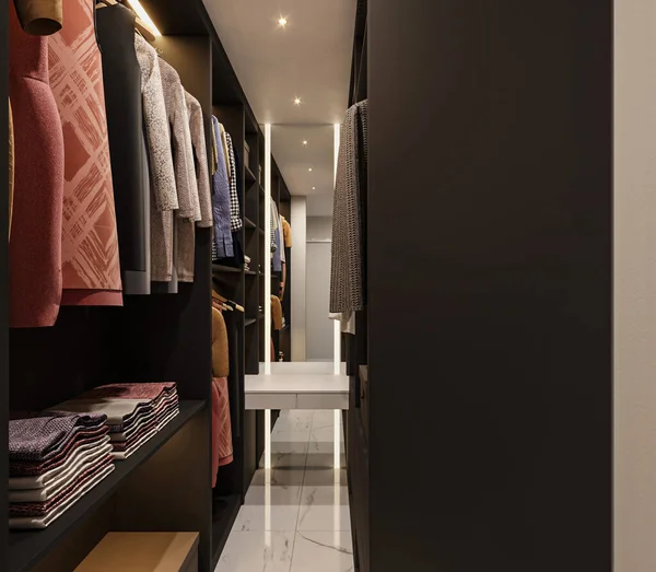 Lüks bir mağazada giysi, aksesuar ve giysileri olan modern moda tasarımcısı..