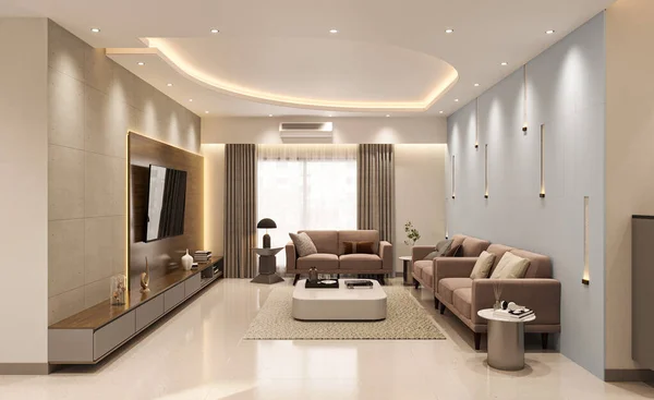Living Room Interior Design Color Palette Membuat Penampakan Bergaya Dan — Stok Foto