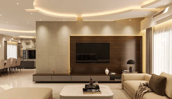 豪华照明用风格和功能照亮你的客厅 — 图库照片