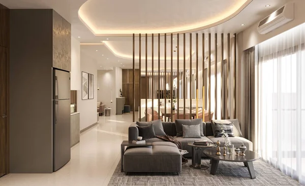 Moderní Design Elegantní Elegantní Obývací Pokoj Pro Váš Domov — Stock fotografie