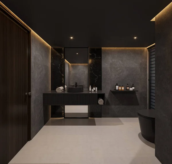 别致的现代浴室室内设计理念 焕然一新 — 图库照片