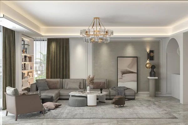 Die Perfekte Balance Luxus Familie Wohn Und Esszimmer Interior Design — Stockfoto