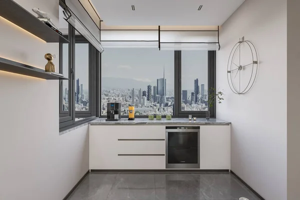 Moderne Offene Küche Und Leere Raumdekoration Für Ihr Zuhause — Stockfoto