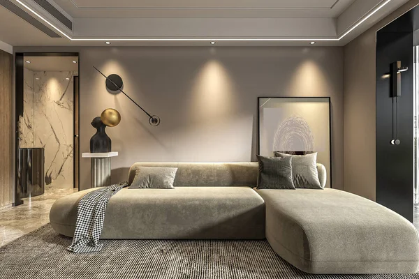 Sala Estar Luxo Deisign Interior Com Escadas Sofá Móveis Muito — Fotografia de Stock