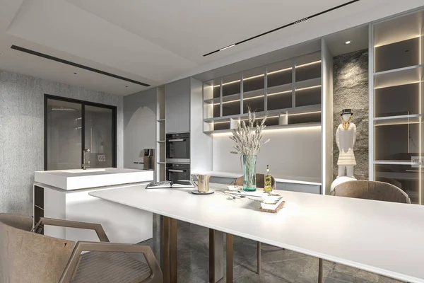 Transforme Sua Sala Cozinha Aberta Com Projetos Interiores Impressionantes — Fotografia de Stock