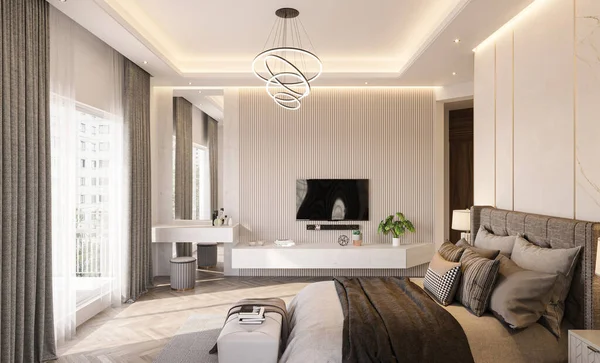 Rendering Eines Gemütlichen Wohnzimmers Luxuriösem Design — Stockfoto