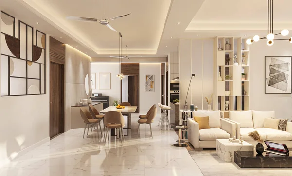 Návrh Luxusního Obývacího Pokoje Luxusním Nábytkem — Stock fotografie