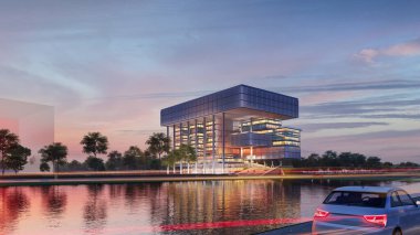 Şirket Binası 'nın Dış Peyzaj Tasarımını Keşfeden Huşu İlham Veren Zarafet