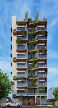 Lüks Apartman Binalarının Üç Boyutlu Enfes Konutları