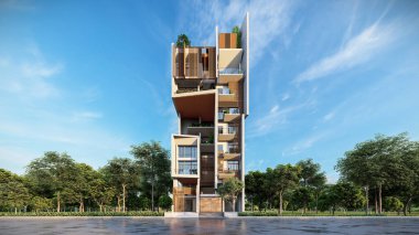 Modern Binaların Mimarlık Sanatı Fotorealistik 3D Yapılandırmaları
