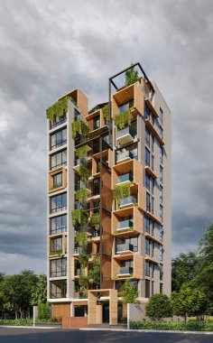 Modern Mimari Gelişim Konut Binasının Sınırlar 3 Boyutlu Hazırlanması