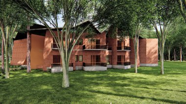 Modern Duplex Apartmanlarının Çağdaş Zarif Dış Tasarımı