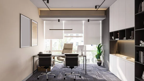 Стильный Функциональный Дизайн Офисных Столов — стоковое фото