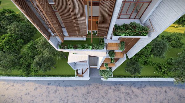 Плавная интеграция Фотореалистичные 3D-изображения экстерьеров зданий