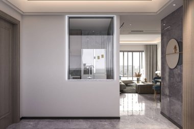 Rahat bir Oasis Stili Giriş Lobisi Oluşturma Konforlu Modern Mobilya Tasarımı