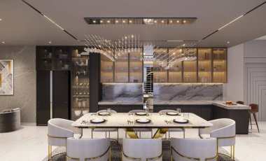 Şatafatlı Misafir ağırlama Yemek Odanızda Tarz olarak.