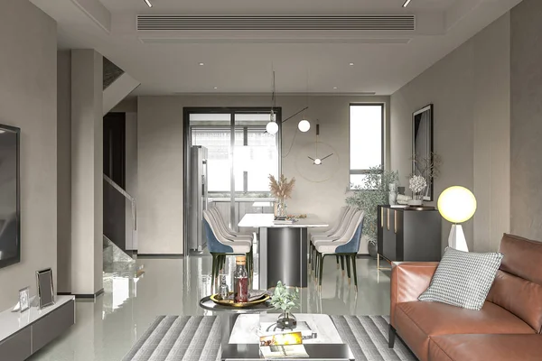 Espaço Encontro Perfeito Elegante Design Interiores Uma Sala Jantar Luxo — Fotografia de Stock