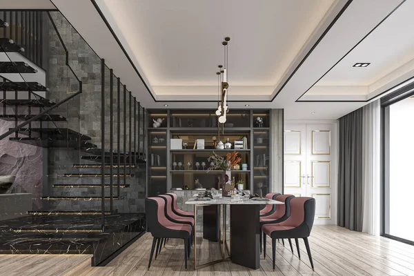 Una Festa Sensi Luxury Dining Room Interior Design Con Una — Foto Stock