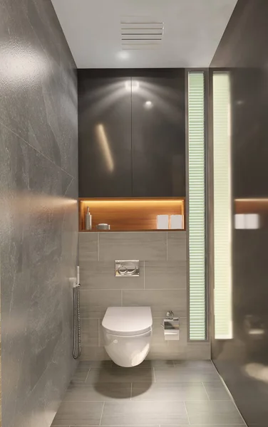 优化小浴室的空间智能化存储解决方案 — 图库照片