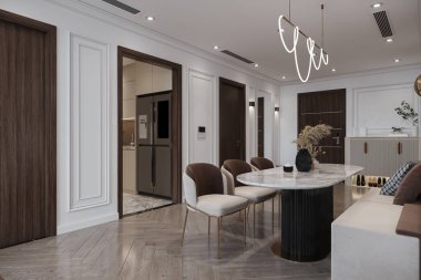 Modern Yemek Alanından 3B Spectacle, Eşsiz Avize, Yemek Ayarları