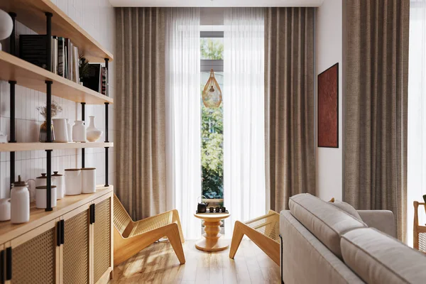 スマートなライフスタイルのためのインテリアデザインと家の装飾要素のためのスタイリッシュな家具のアイデア — ストック写真