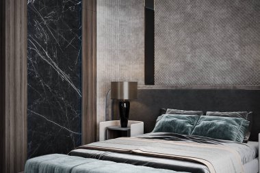 Duvar Arkaplanı için Siyah, Ahşap ve Doku, Conner Masası ve Lambası İç Tasarım, 3D Hazırlama