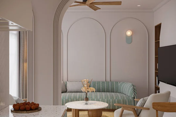 Interior Design Living Cum Dining Torchess Creative Touches — Stok Foto