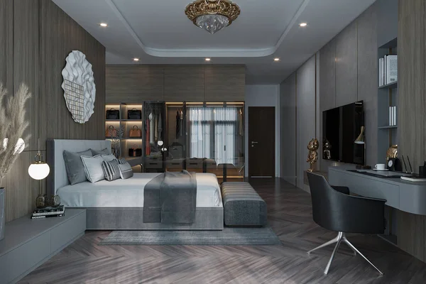 Interior Design Modern Style Bedroom Modern Lifestyle — Stock Photo, Image