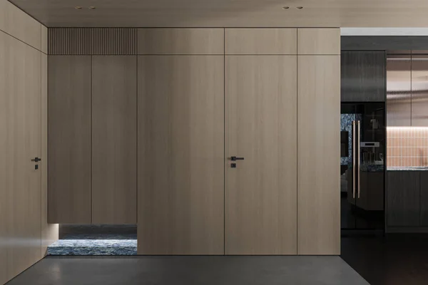 Simple Style Wooden Door Cabinet In Foye Space, 3D rendering