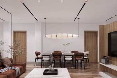 Tavanda, ahşap zeminde asılı duran özel bir kolye. 3B görüntüleme