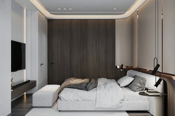 Modern bedroom interior design. 3D rendering