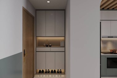 Minimalist tarzın giriş salonu içi için kullanılacak alan.